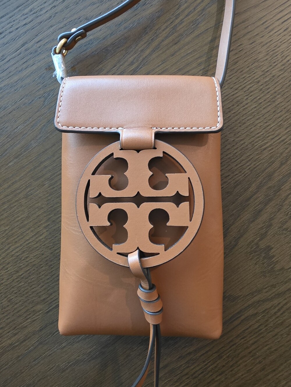 Tory Burch Miller Phone Crossbody Tan Leather